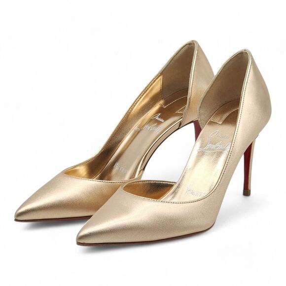 Christian Louboutin Iriza Pumps 85 - Metallic Leather - Gold - 34.5 4 US $845 - Picture 5 of 13